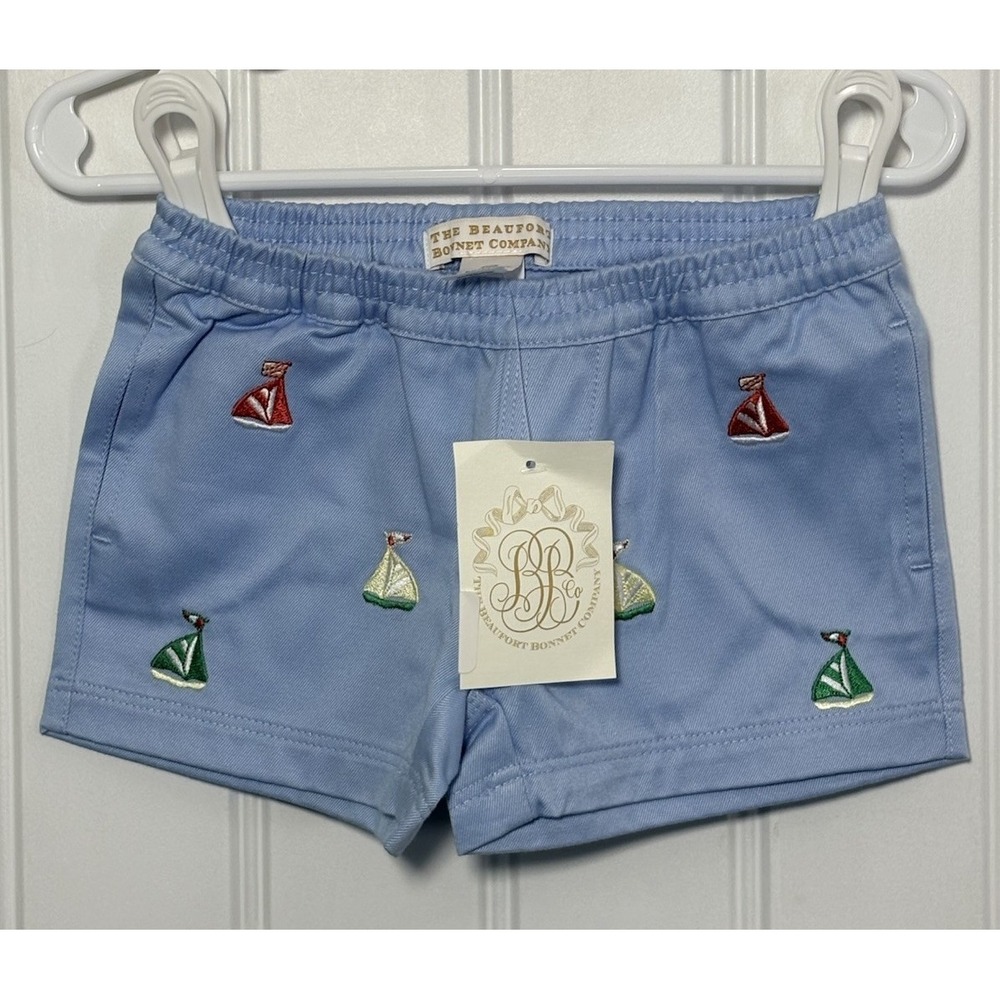NWT Beaufort Bonnet Critter Sheffield Shorts 6/12M Beale Street Blue Sailboat